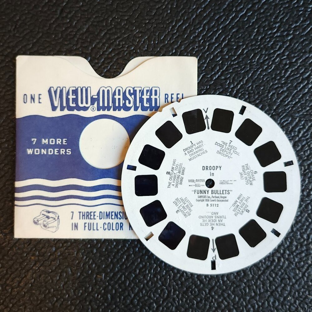 VINTAGE DROOPY Dog View Master Reel 1956 Droopy in "Funny Bullets"